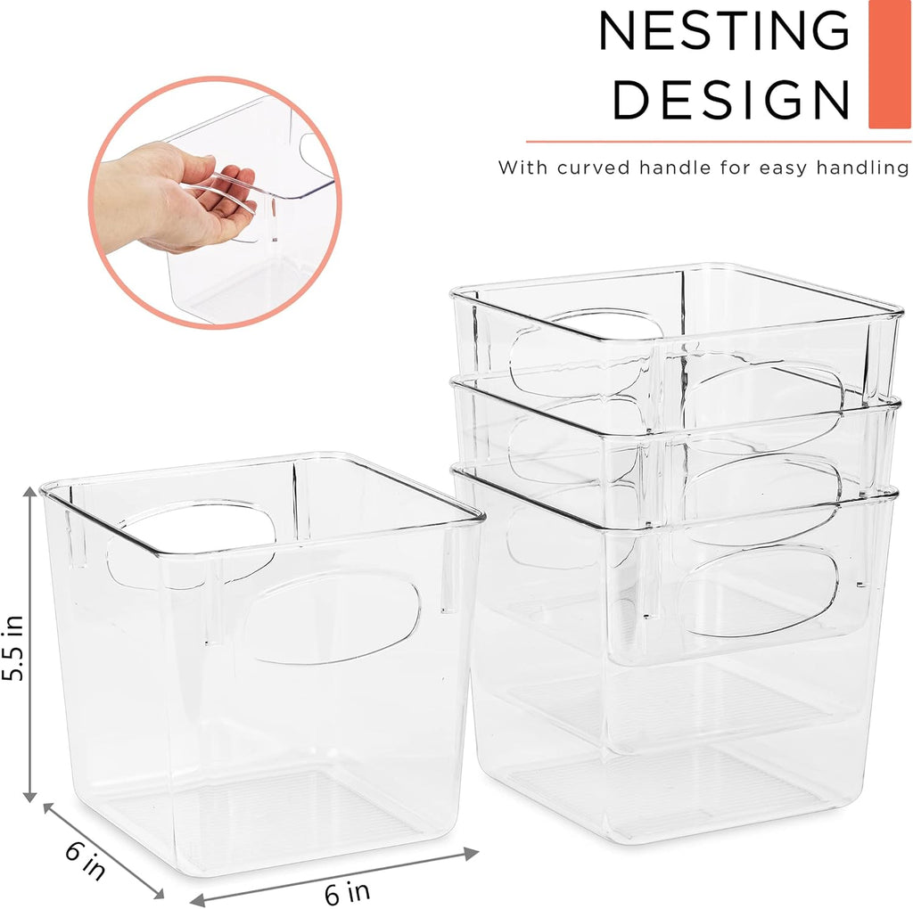 Small Clear Plastic Storage Bins 4 Pack