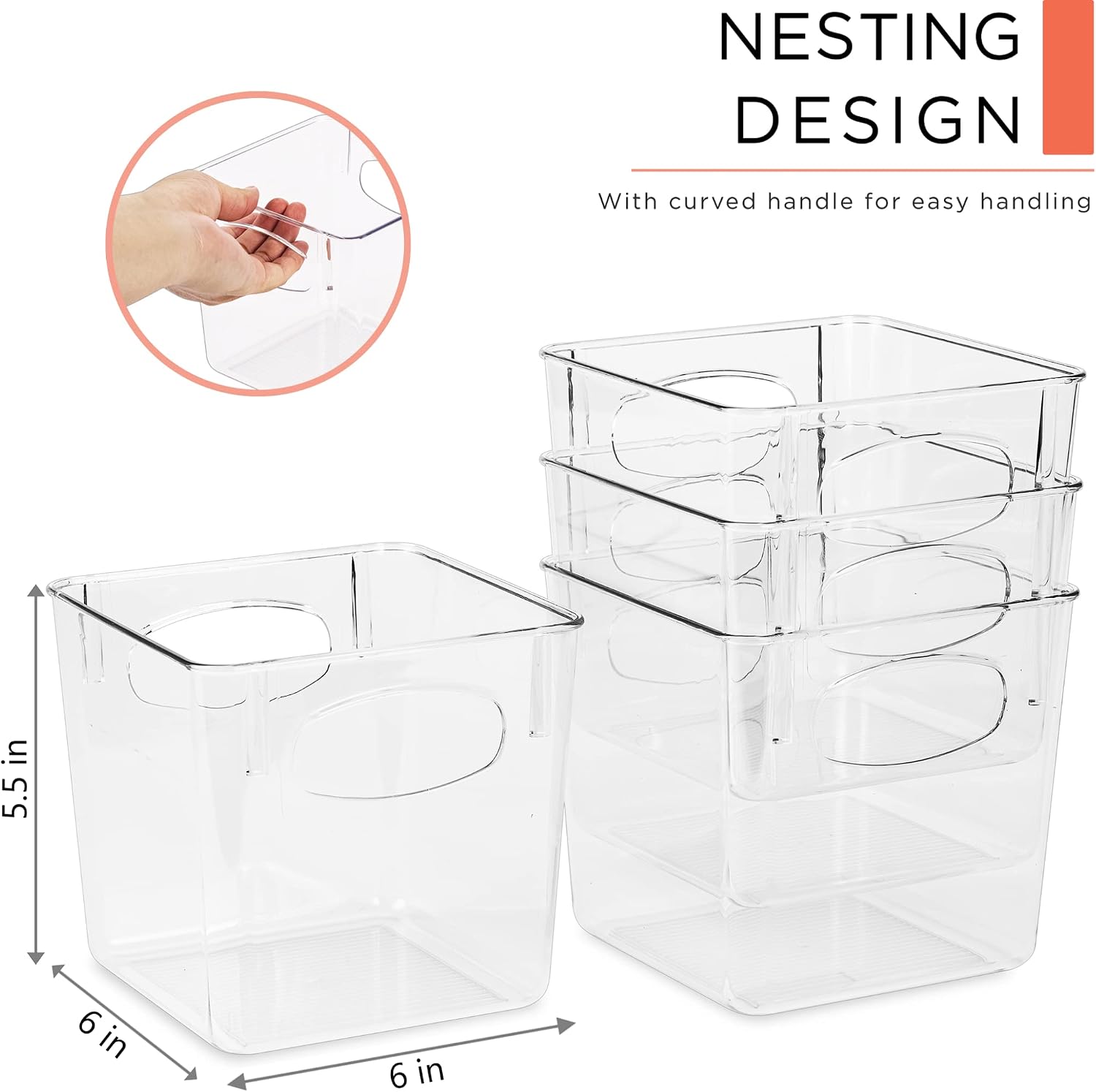 Small Clear Plastic Storage Bins 4 Pack
