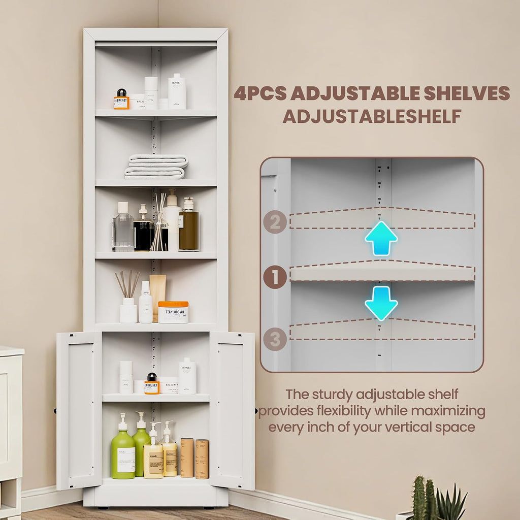 71" Tall Metal Corner Pantry Cabinet