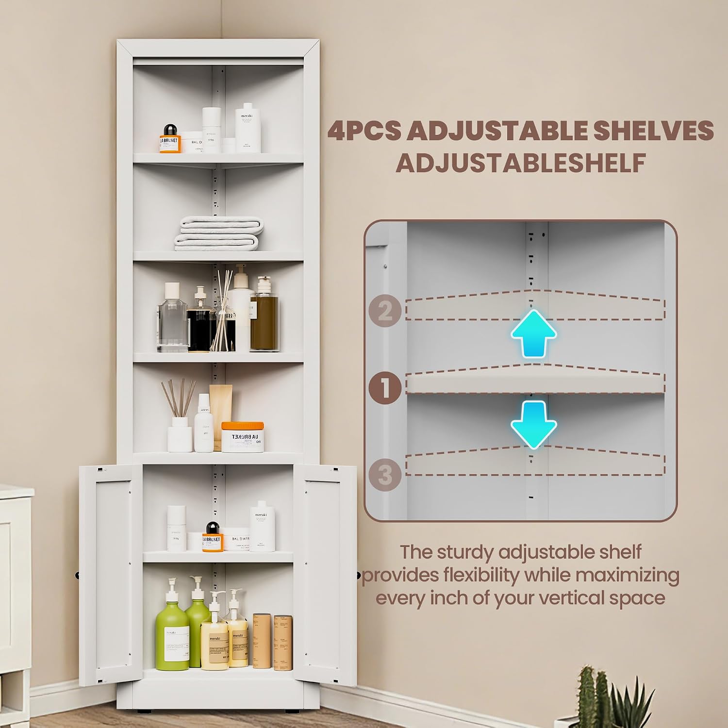 71" Tall Metal Corner Pantry Cabinet