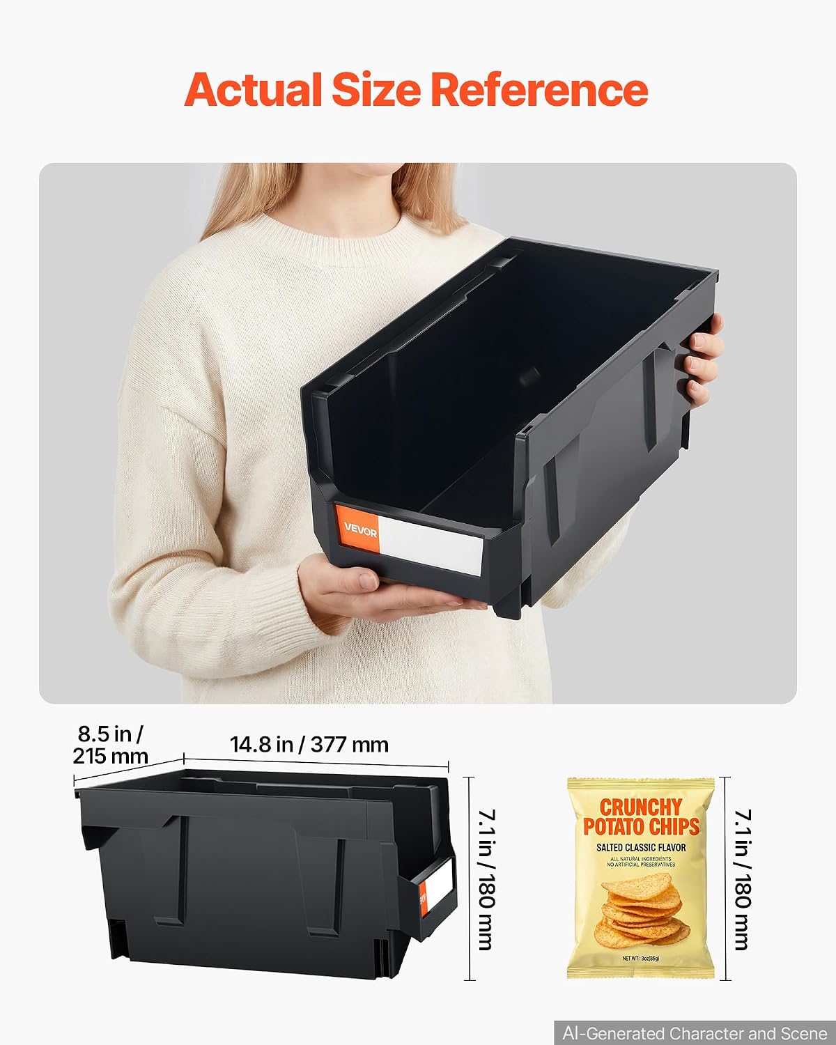Plastic Stackable Storage Bins 12 Pack