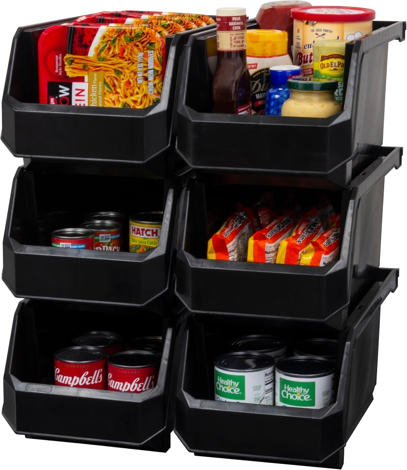 Large Plastic Stackable Storage Bins 6 Pack