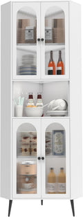 73" White Corner Metal Storage Cabinet