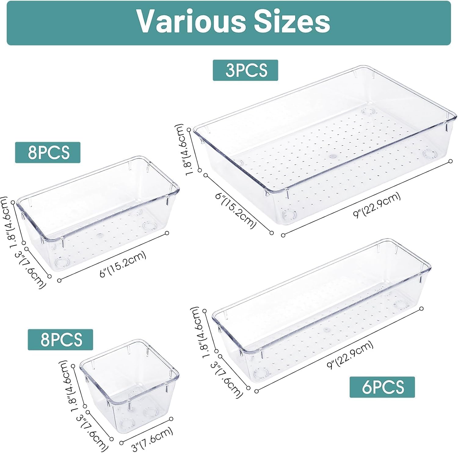 Clear Plastic Drawer Organizer 25 PCS