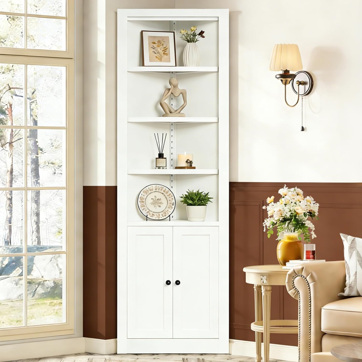 71" Tall Metal Corner Storage Cabinet