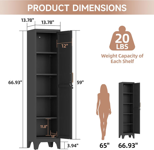 67" Tall Metal Bathroom Storage Cabinet