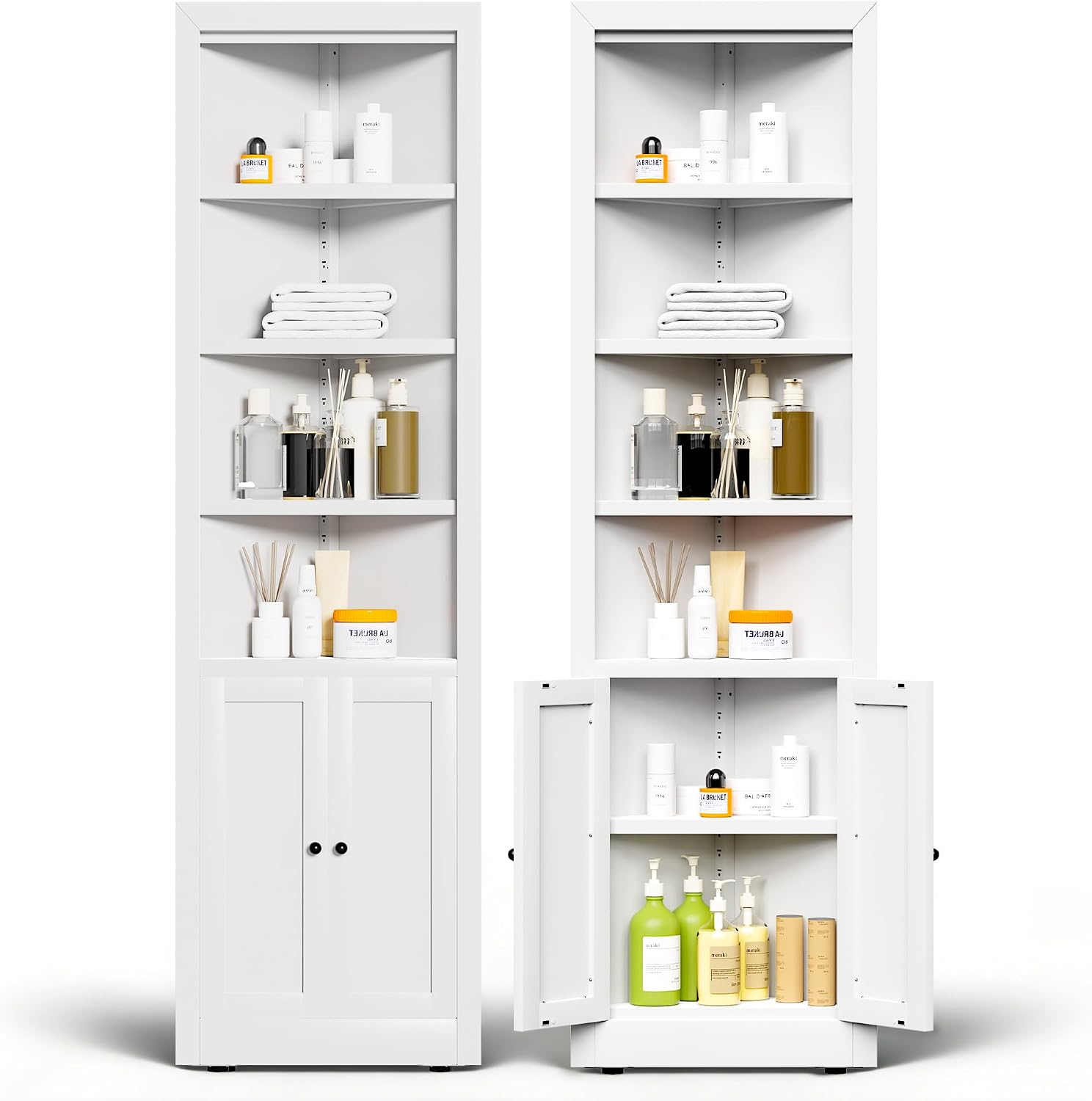71" Tall Metal Corner Storage Cabinet
