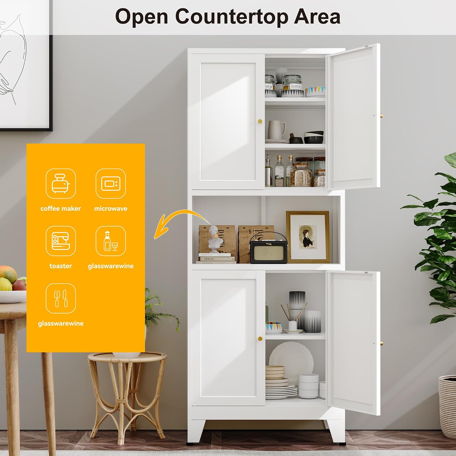 69" Tall Metal Kitchen Pantry Cabinet