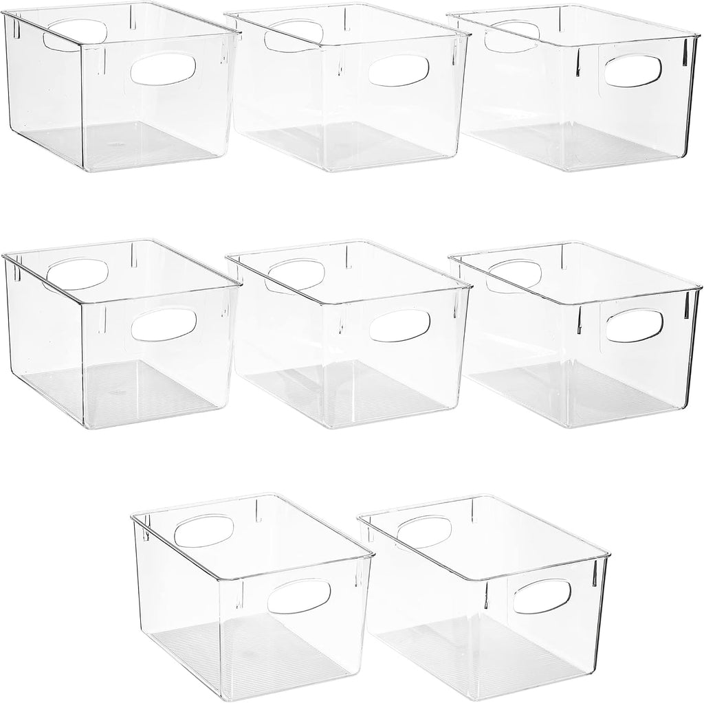 Large Clear Plastic Storage Bins 8 Pack
