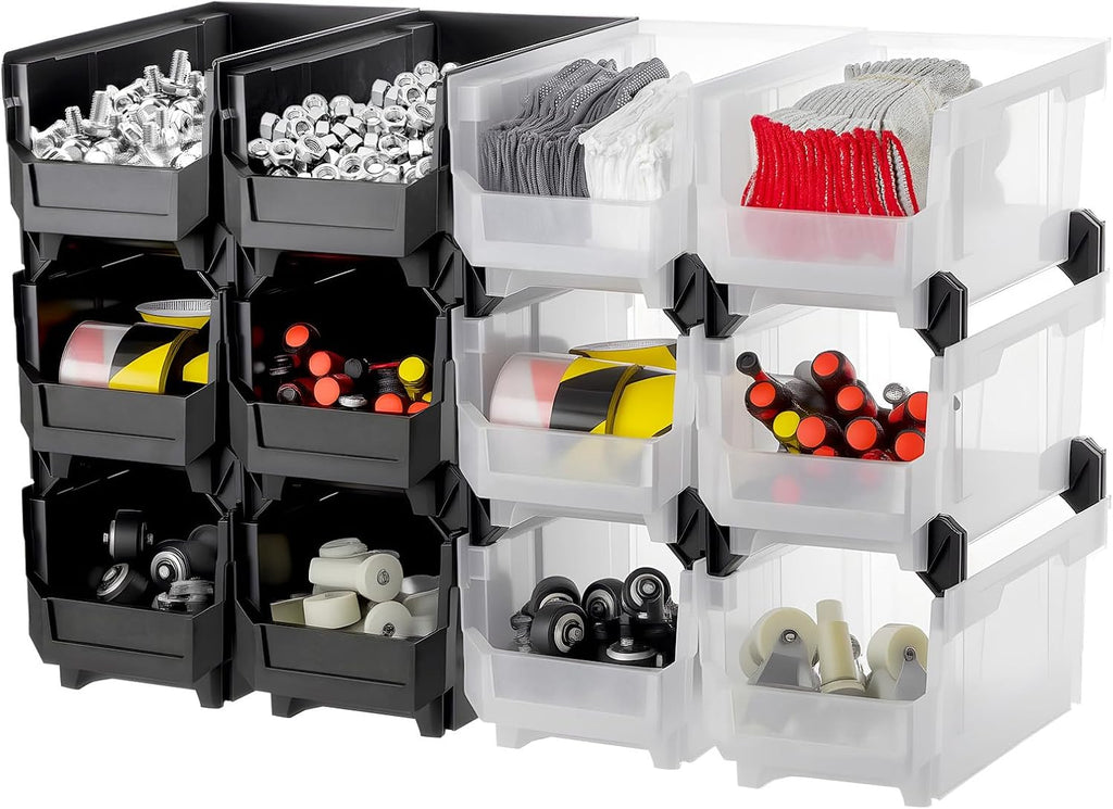 Plastic Stackable Storage Bins 12 Pack