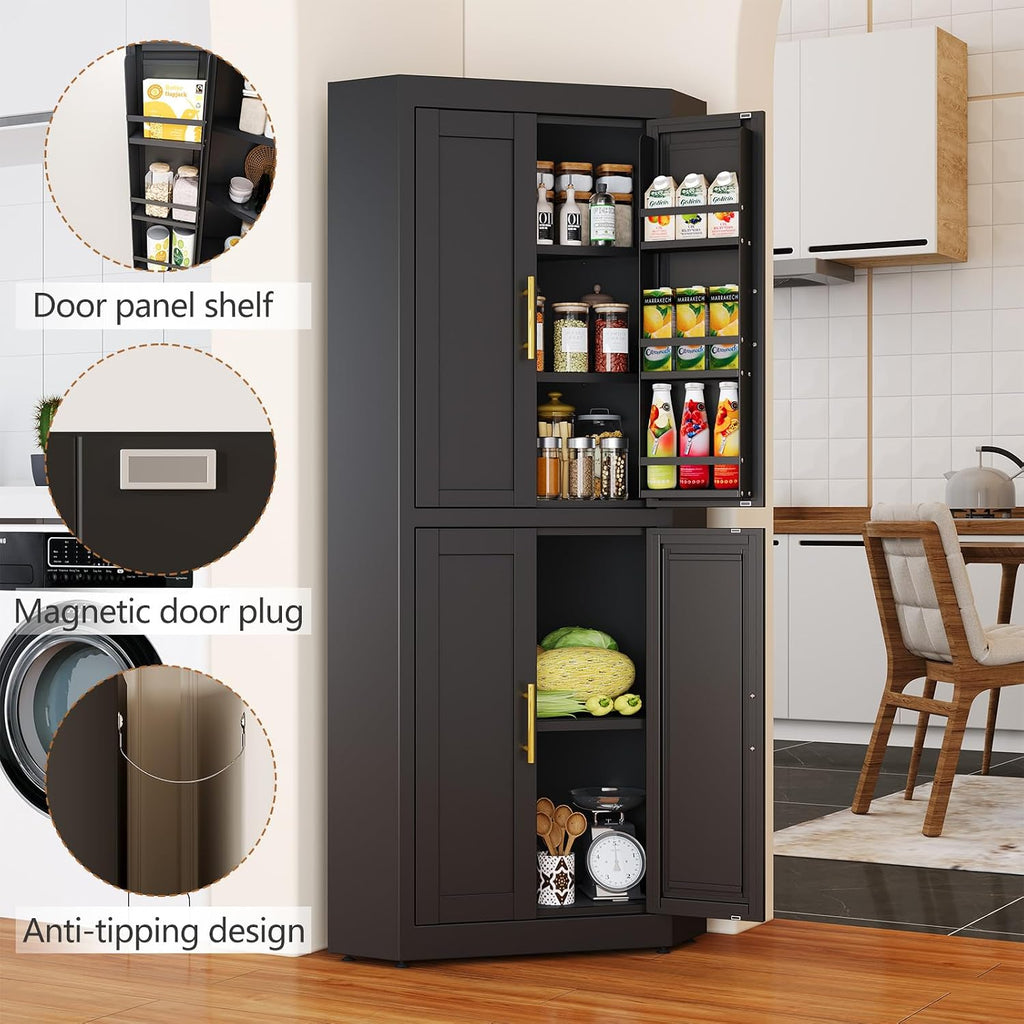 63" Tall Metal Corner Kitchen Pantry Cabinet