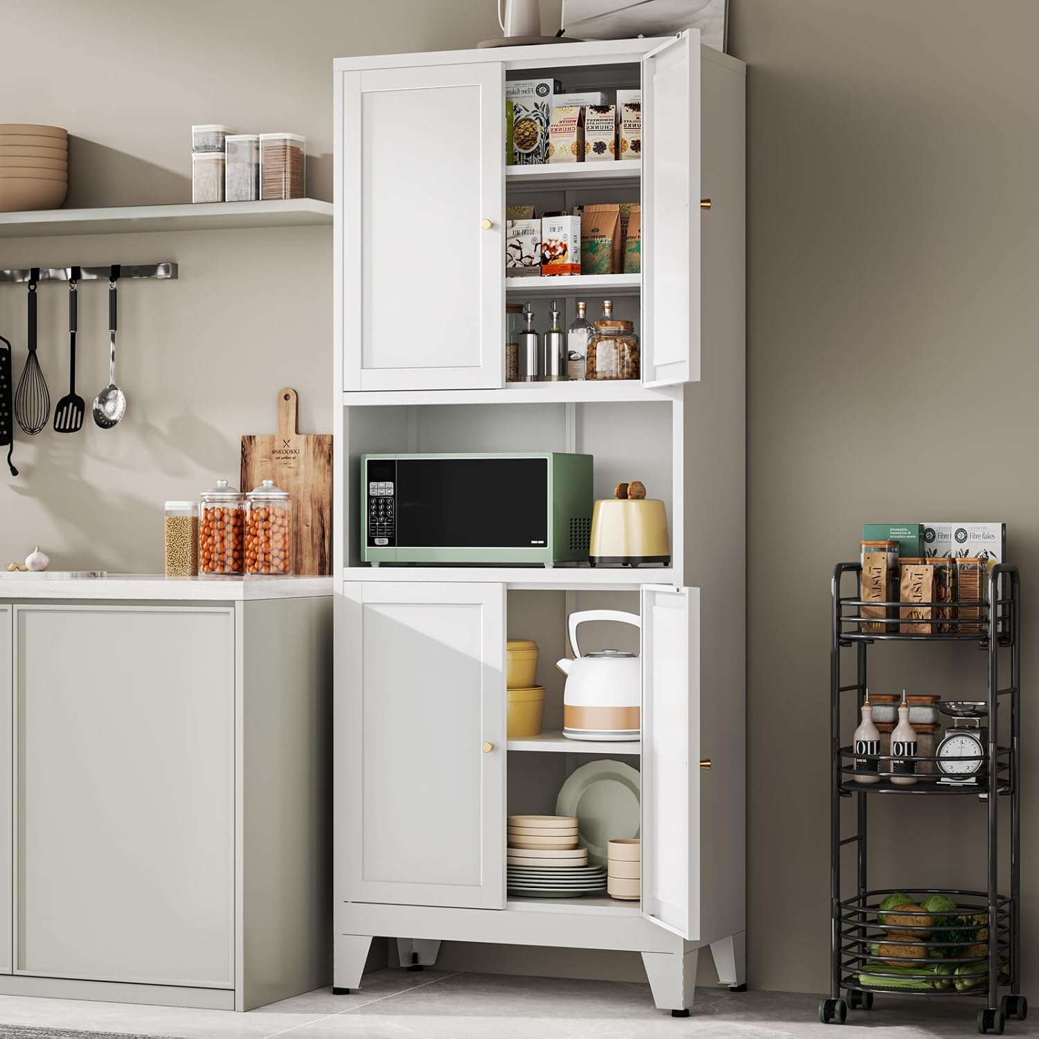 69" Tall Metal Kitchen Pantry Cabinet