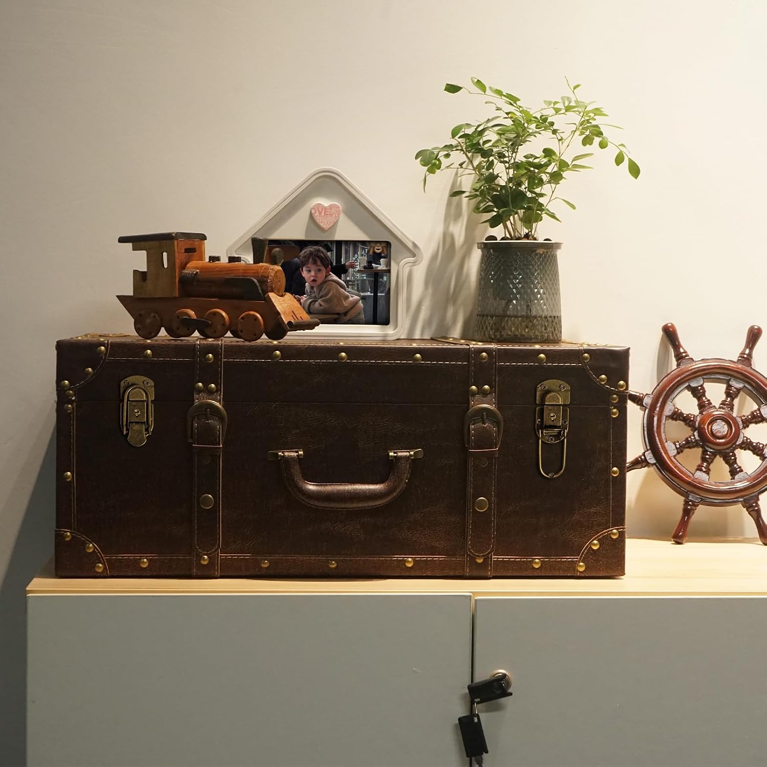 Large Wooden Storage Suitcase
