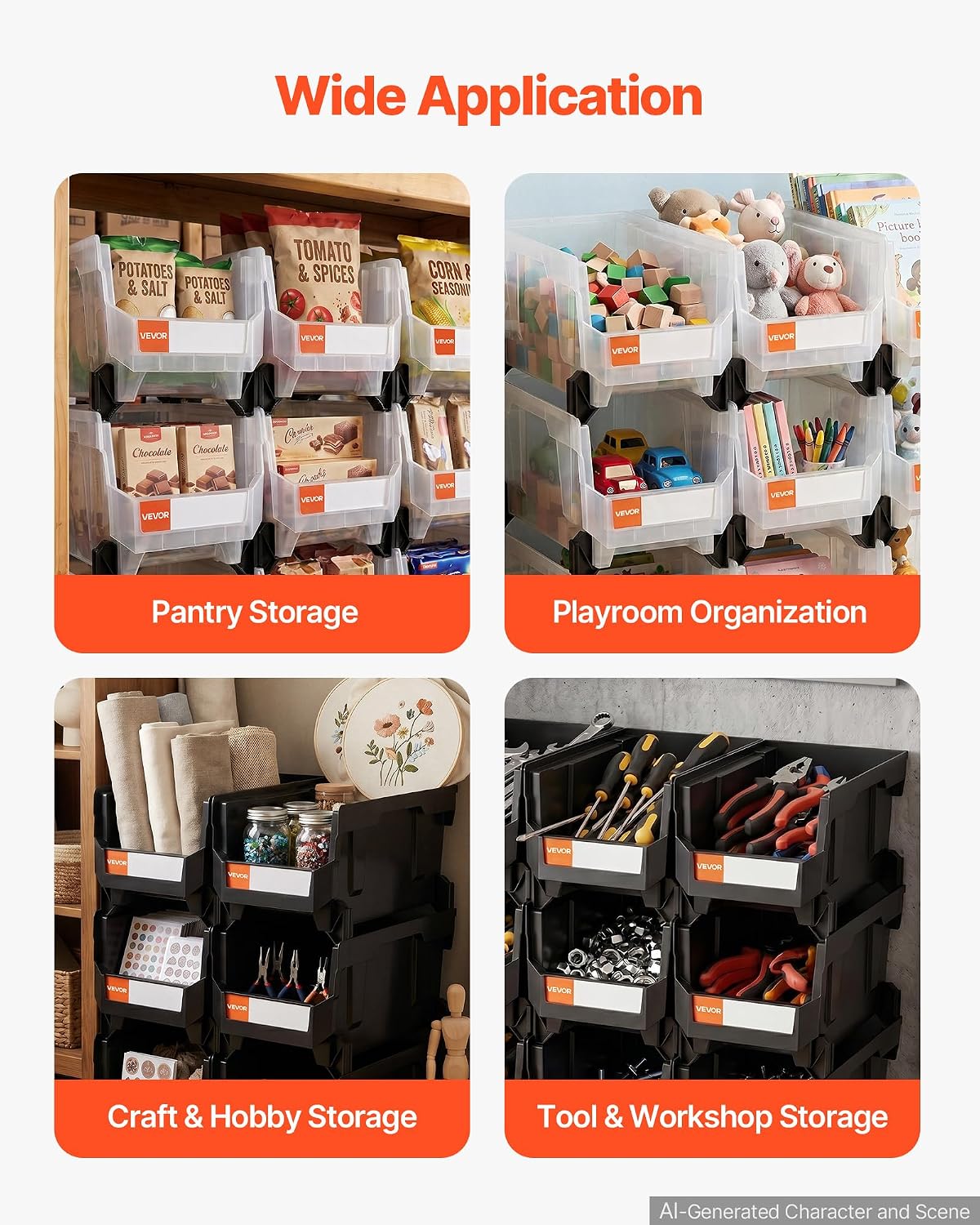 Plastic Stackable Storage Bins 12 Pack