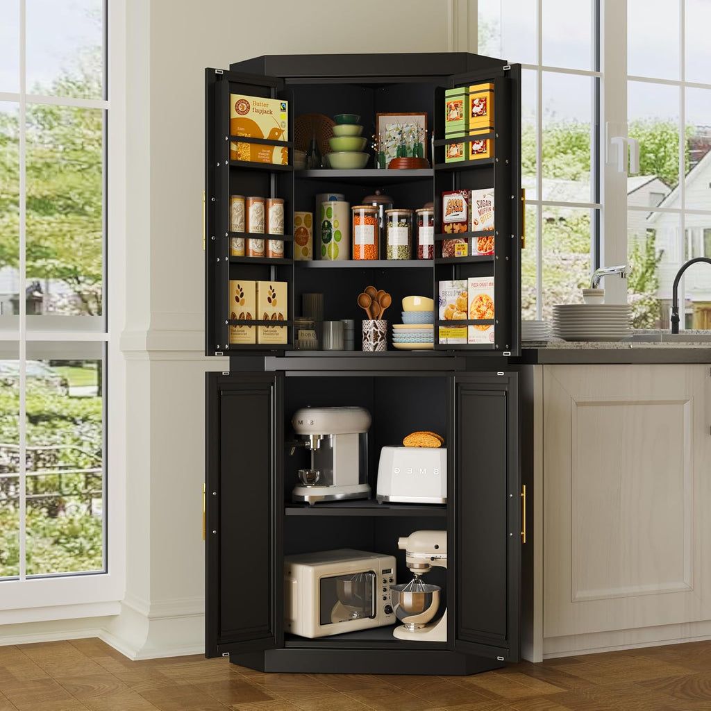 63" Tall Metal Corner Kitchen Pantry Cabinet