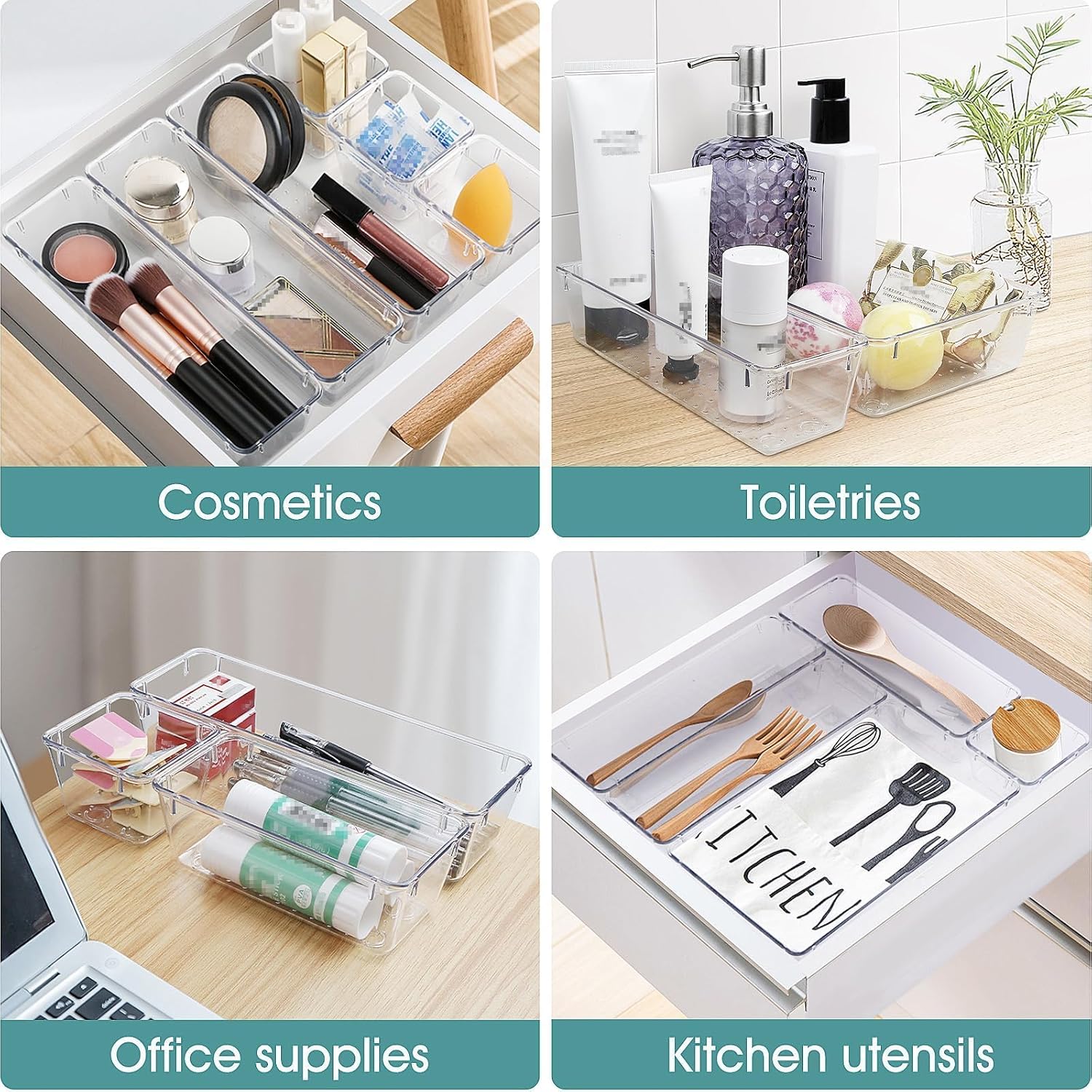 Clear Plastic Drawer Organizer 25 PCS