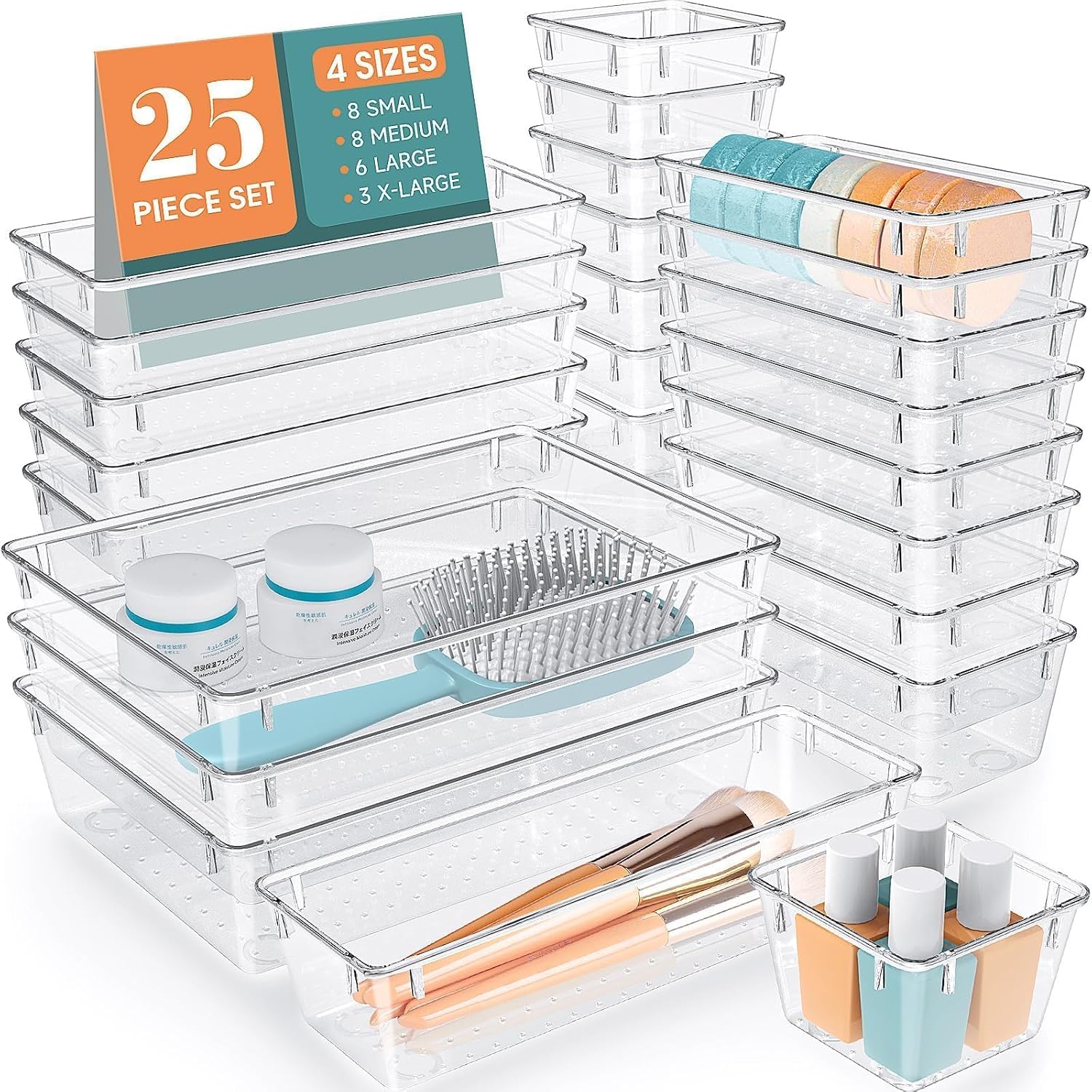 Clear Plastic Drawer Organizer 25 PCS
