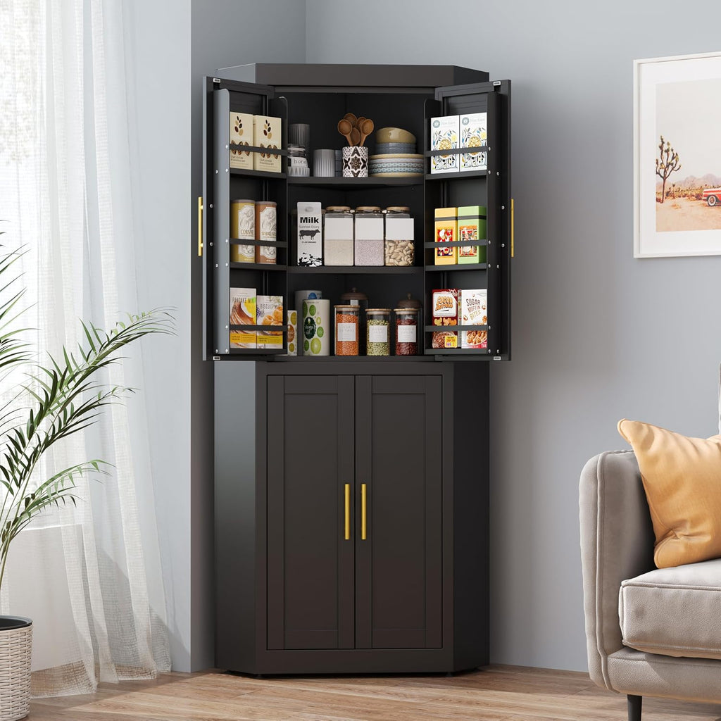 63" Tall Metal Corner Kitchen Pantry Cabinet