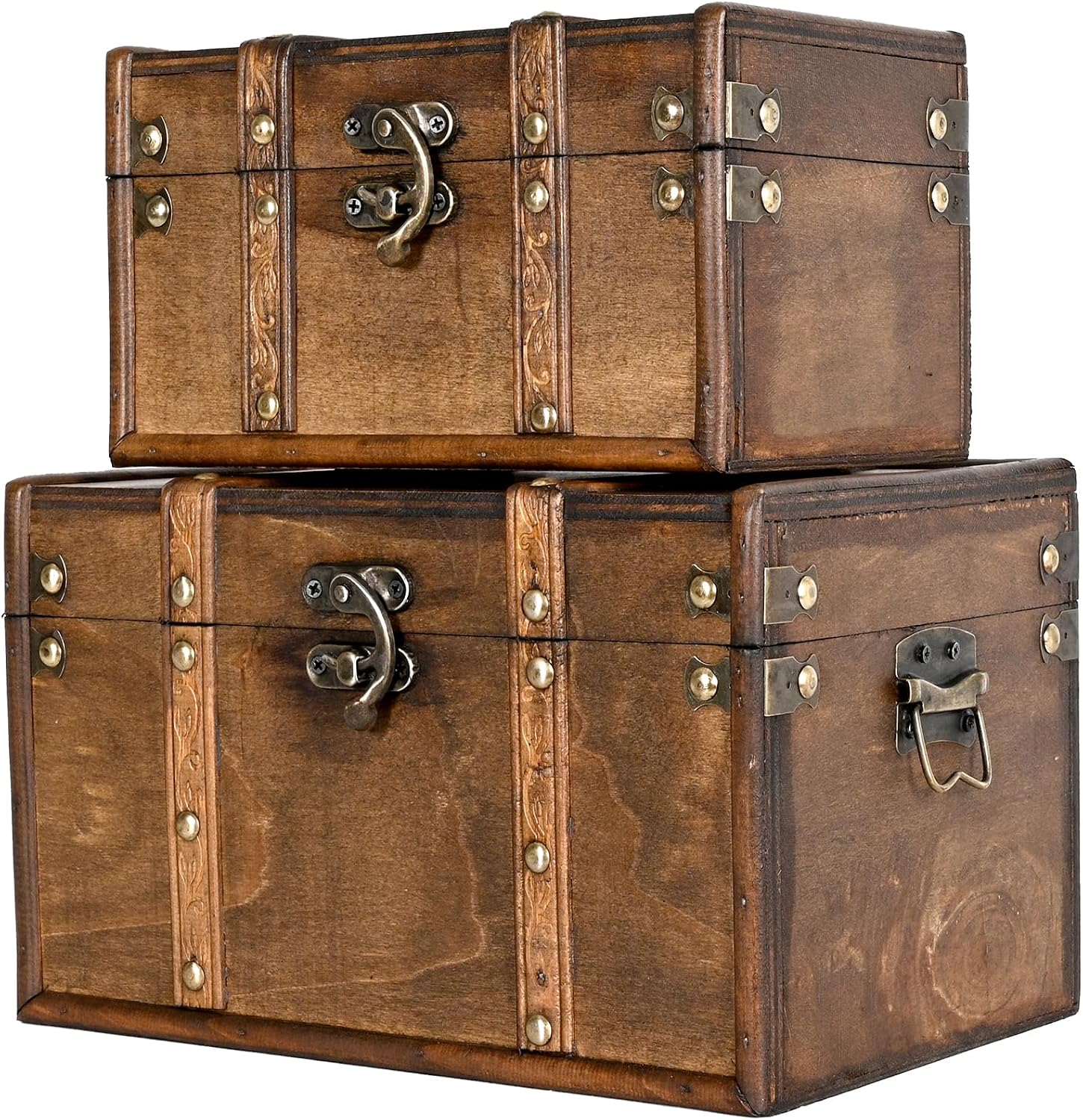 Vintage Wooden Storage Trunk Set of 2