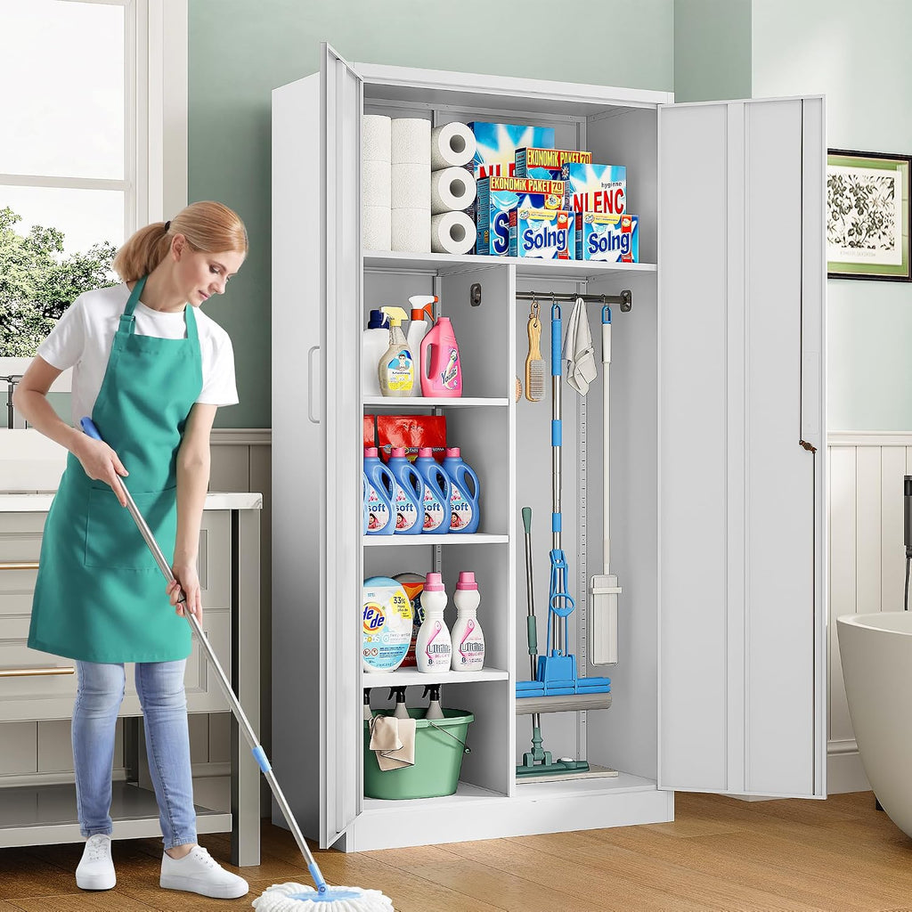 72" Tall Locking Metal Storage Wardrobe Cabinet