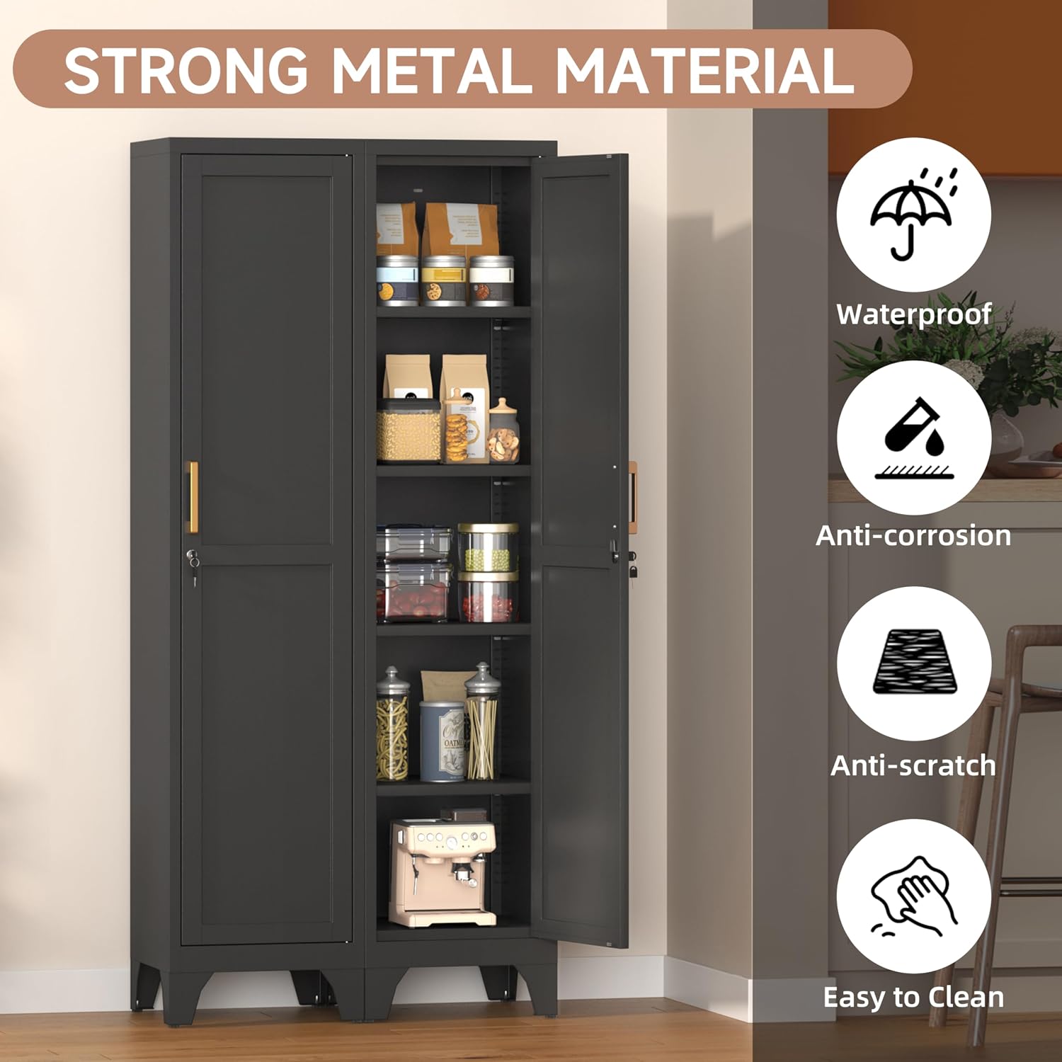 67" Tall Metal Bathroom Storage Cabinet