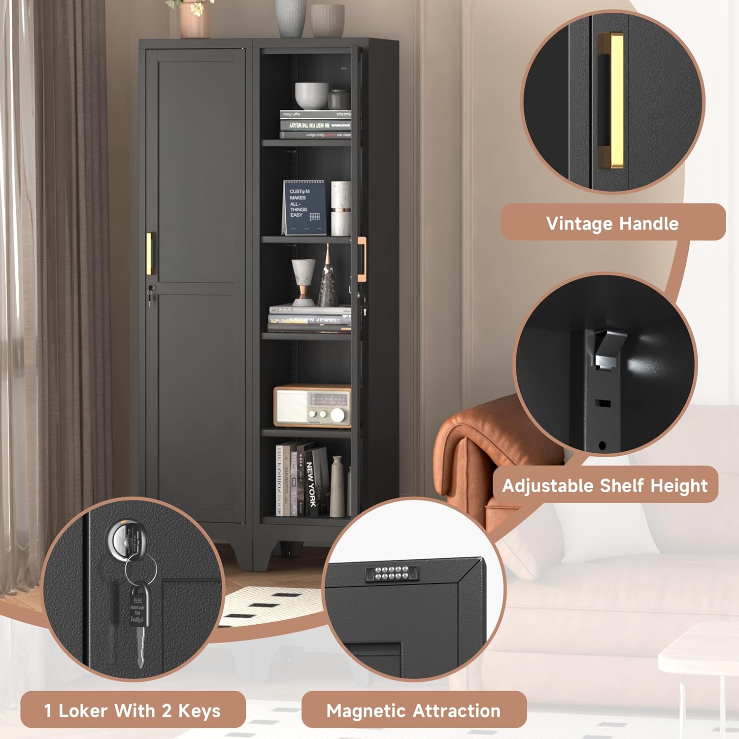 67" Tall Metal Bathroom Storage Cabinet