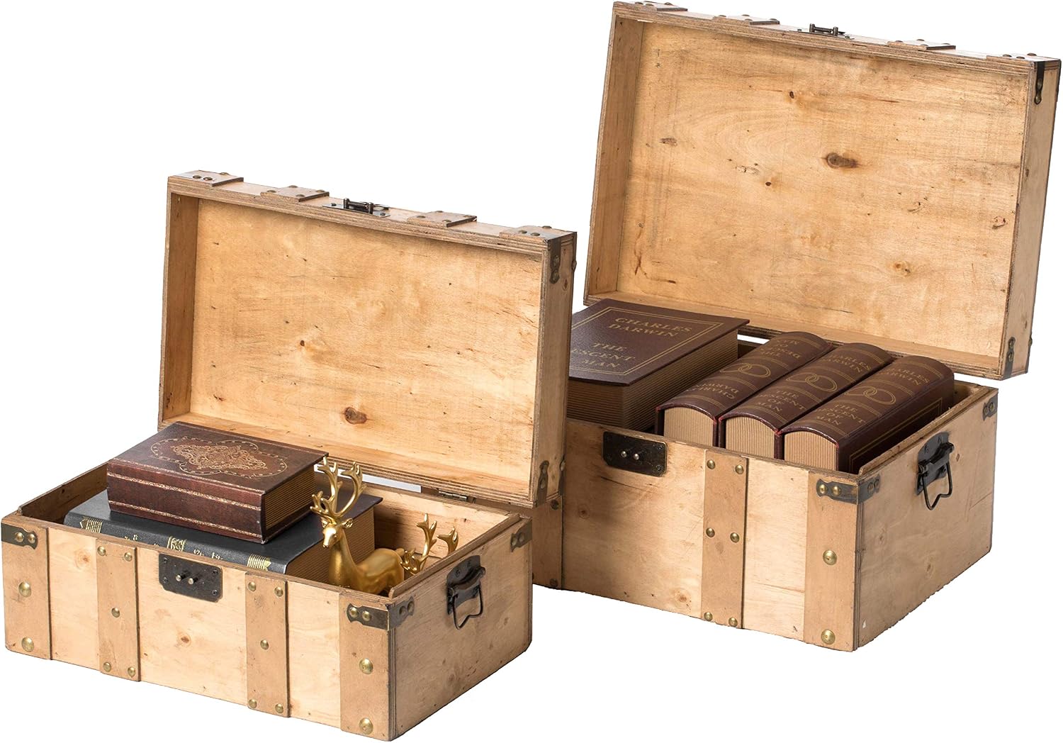 Natural Wooden Style Trunk Set of 2