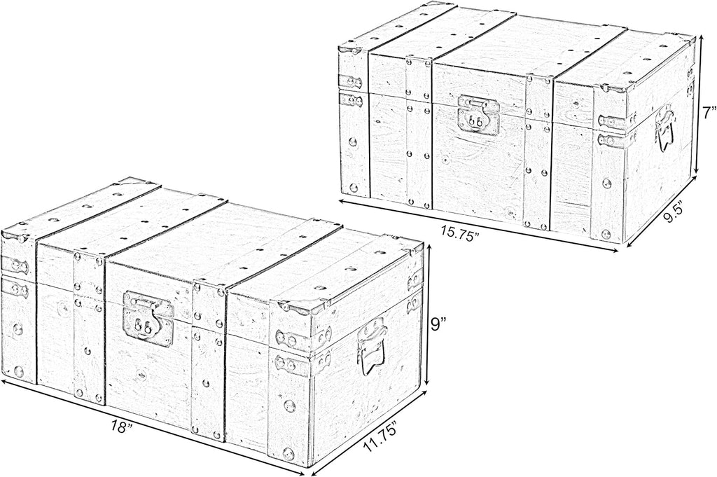 Natural Wooden Style Trunk Set of 2