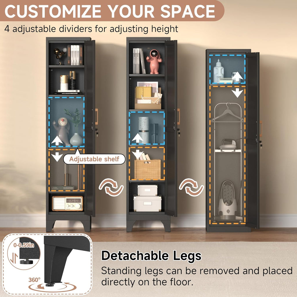 67" Tall Metal Bathroom Storage Cabinet