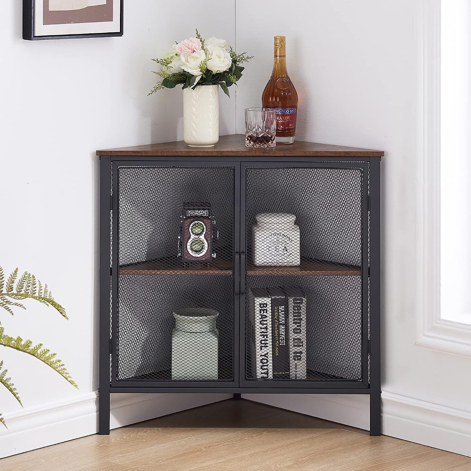 3-Tier Corner Cabinet with Protection Door